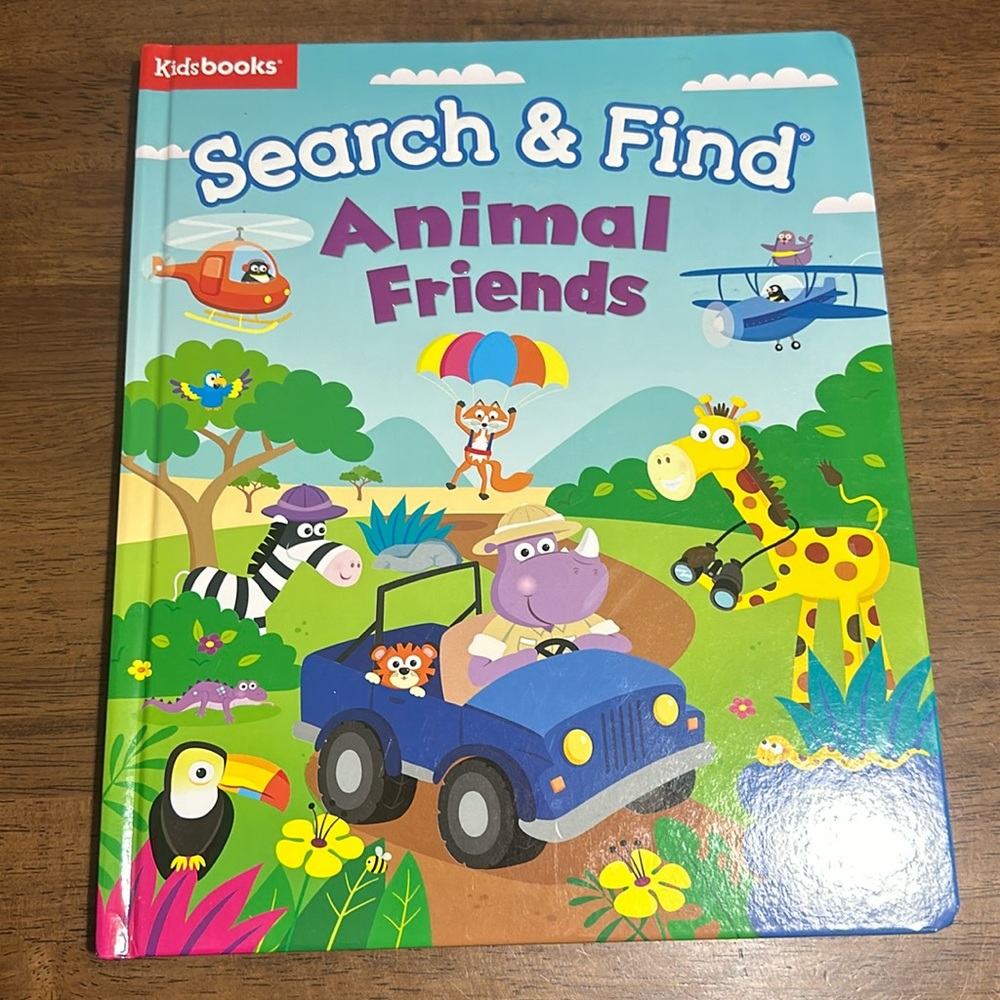 Kids books search & find animal friends book large fold out pages